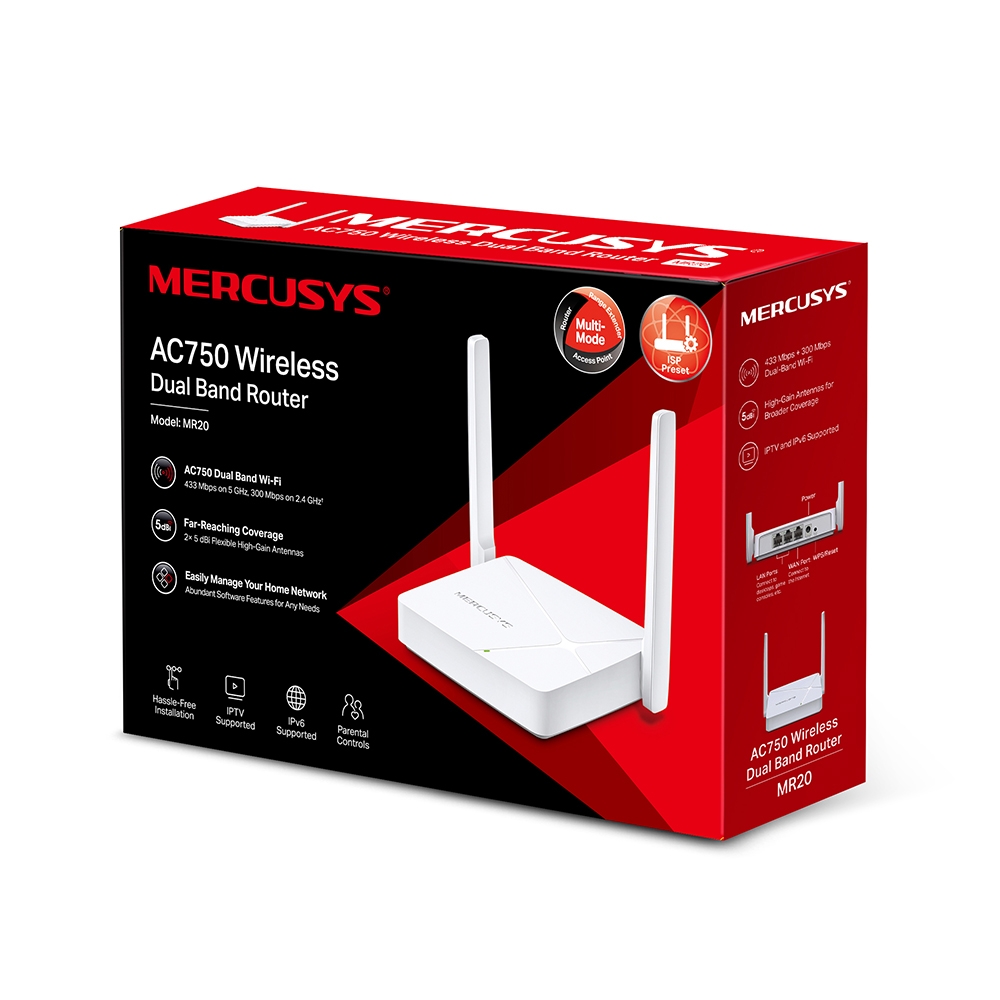 ROUTER WS MERCUSYS MR20 AC750 DUAL BAND