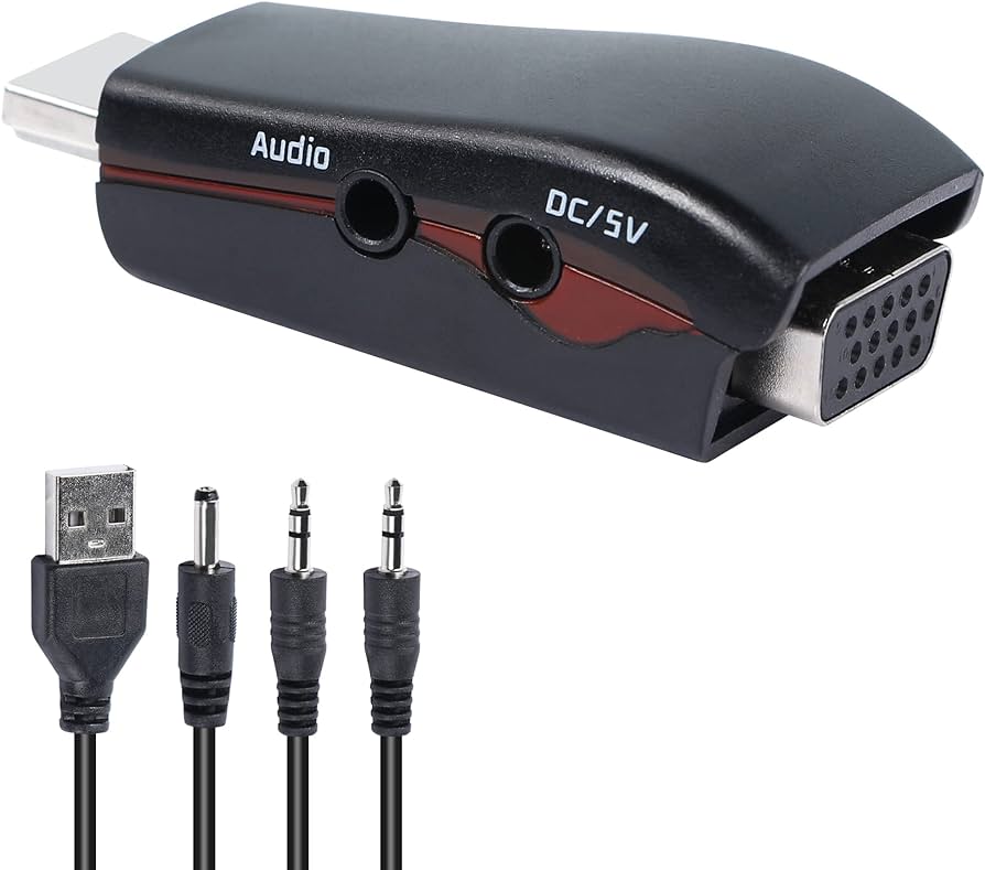 ADAPTADOR HDMI MACHO A VGA HEMBRA CON AUDIO 09-031AC ACTIVO CON CABLES compatible play4
