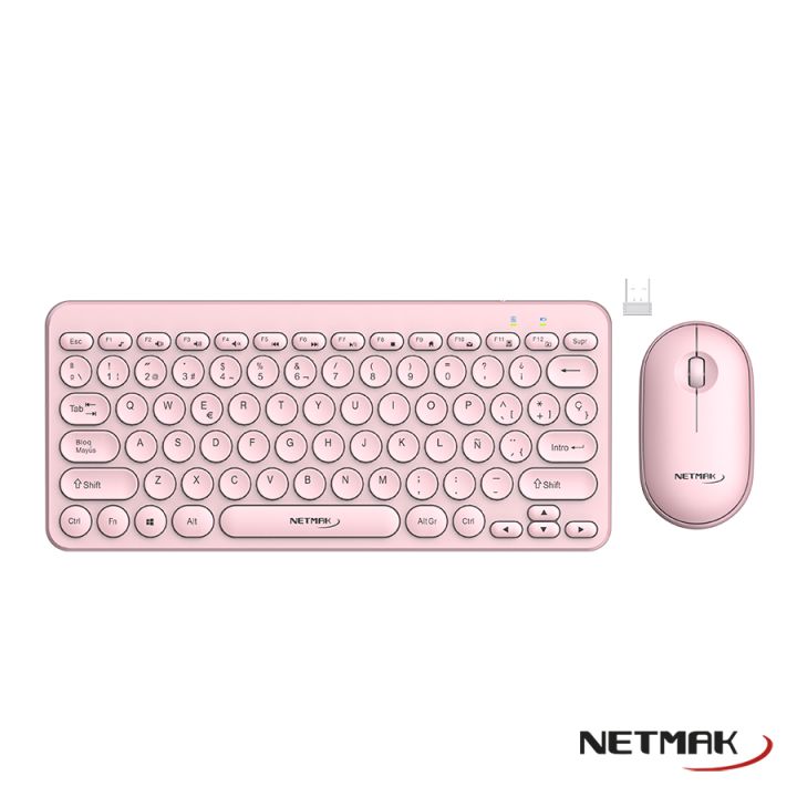 TECLADO+MOUSE NETMAK KB-850 INALAMBRICO ROSA	