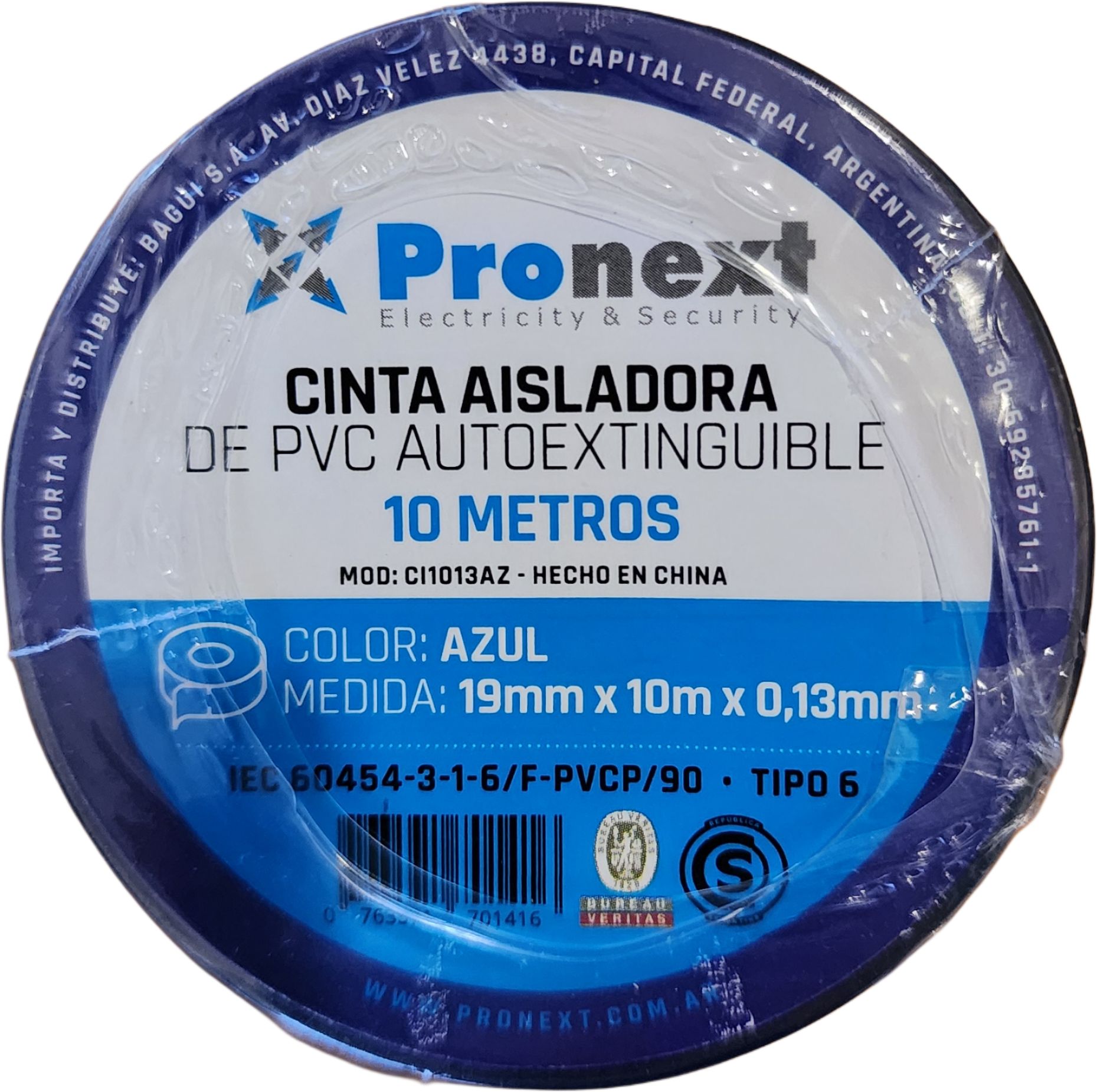 CINTA AISLADORA PRONEXT AZUL 10 METROS 0.13MM-19MM  CI1013AZ	