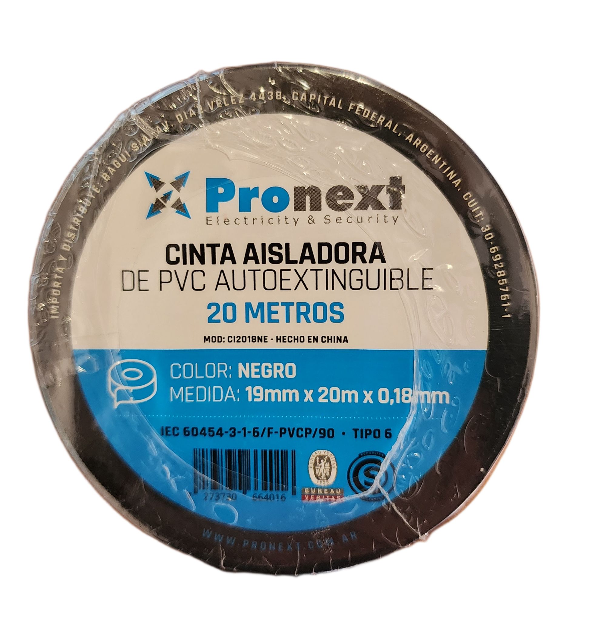 CINTA AISLADORA PRONEXT REFORZADA 20 MTRS NEGRO  0.18MM-19MM CI2018NE	