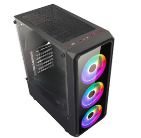 GABINETE ALUNA AL-LX76 C/FUENTE 600W 80 PLUS WHITE | 3 COOLER + CONTROLADORA RGB