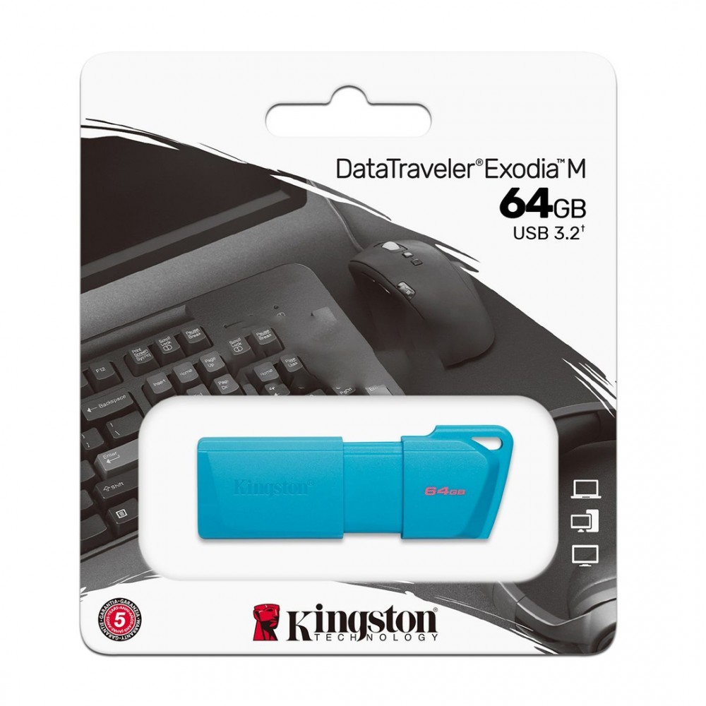 PEN DRIVE 64GB KINGSTON EXODIA 3.0 DTXM NEON BLUE