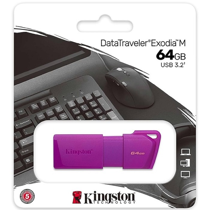 PEN DRIVE 64GB KINGSTON EXODIA 3.0 DTXM NEON PURPLE