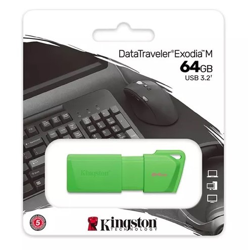 PEN DRIVE 64GB KINGSTON EXODIA 3.0 DTXM NEON GREEN	