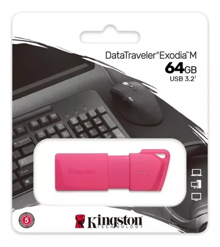 PEN DRIVE 64GB KINGSTON EXODIA 3.0 DTXM NEON PINK	