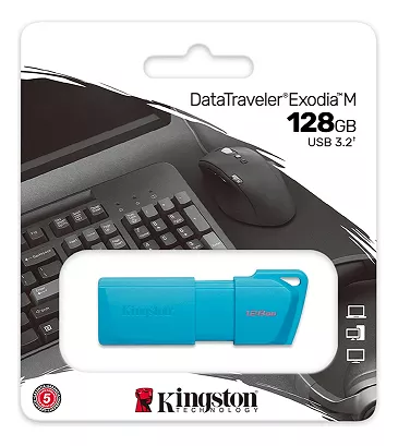 PEN DRIVE 128GB KINGSTON EXODIA 3.2 DTXM NEON AZUL