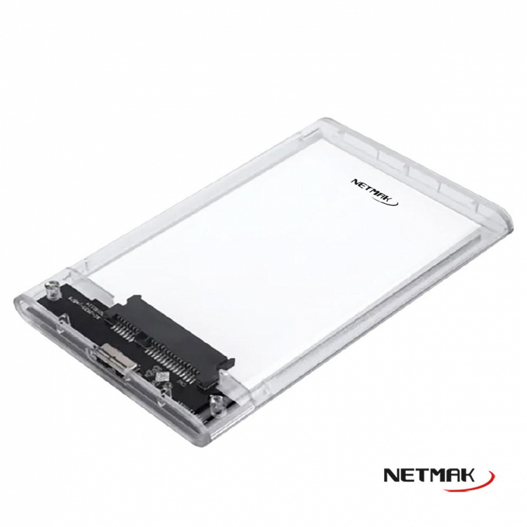 COFRE NETMAK 2.5 USB 3.0 NM-CASE-TR  SSD/HDD CARRY TRANSPARENTE