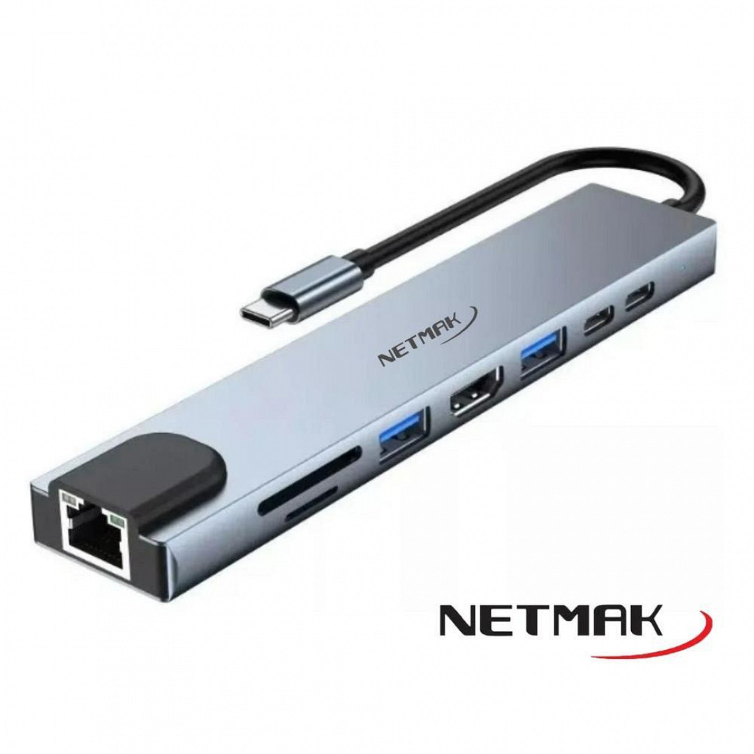 HUB USB TIPO C 2.0 A 8 PUERTOS NM-8EN1	