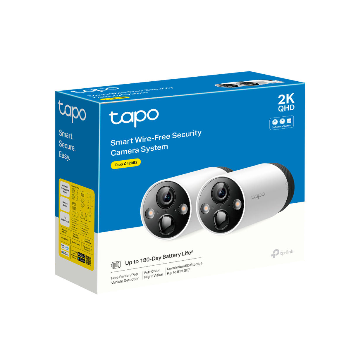  IP WIFI TP-LINK TAPO C420S2 KIT X 2 CAMARAS  CON BATERIA | 4MPX | MMICRO SD | FULL COLOR | MICRO SD | WIFI | EXTERIOR