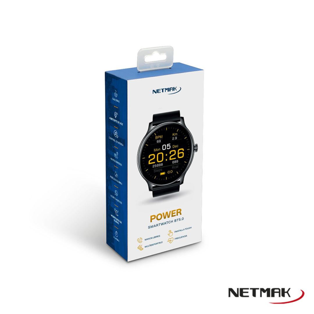 RELOJ SMARTWATCH NETMAK NM-POWER BT 5.0 NEGRO	