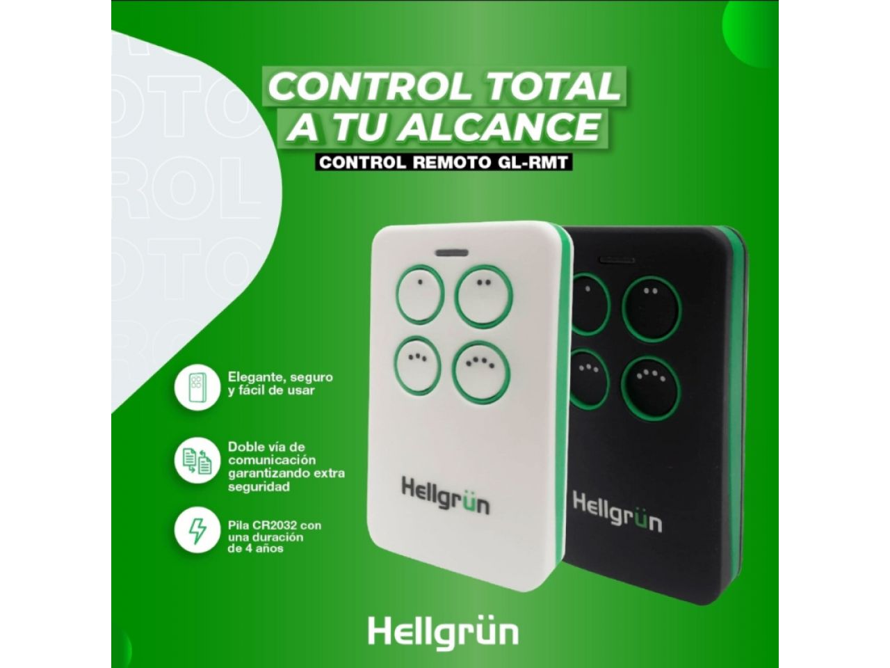 CONTROL REMOTO HELLGRUN GL-RMTB DOBLE VIA NEGRO/BLANCO